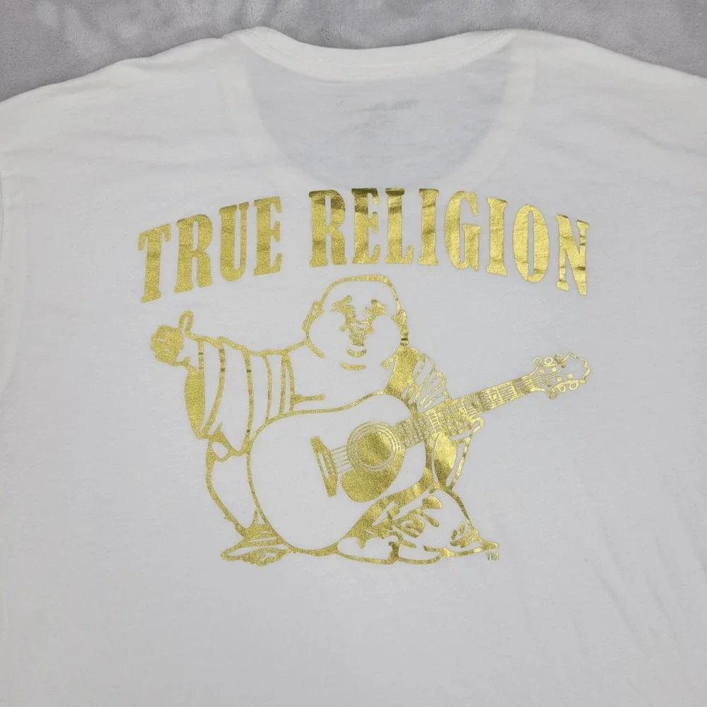 True Religion Shirt Mens XXXL‎ Basic Biker Buddha Guitar Two Sided Adult 3XL*